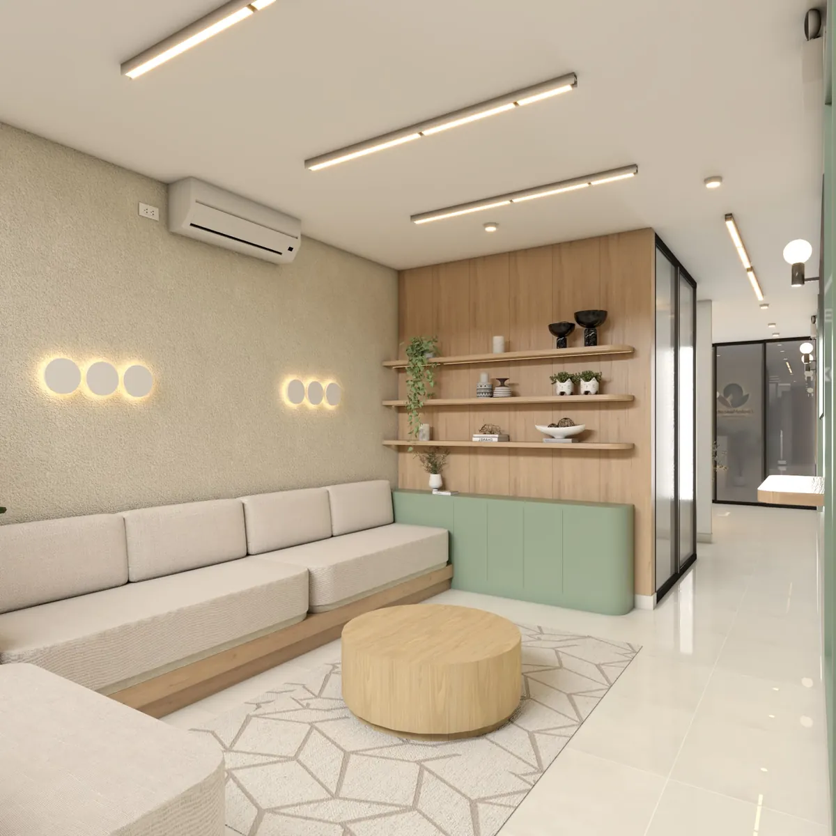 Espacio de descanso con luz cálida