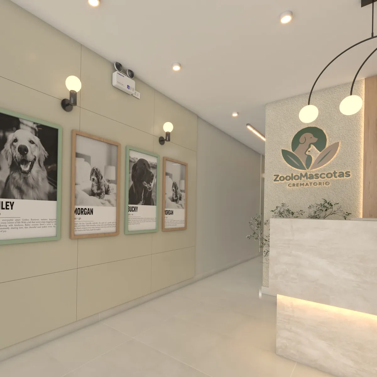 Galería memorial con retratos de mascotas