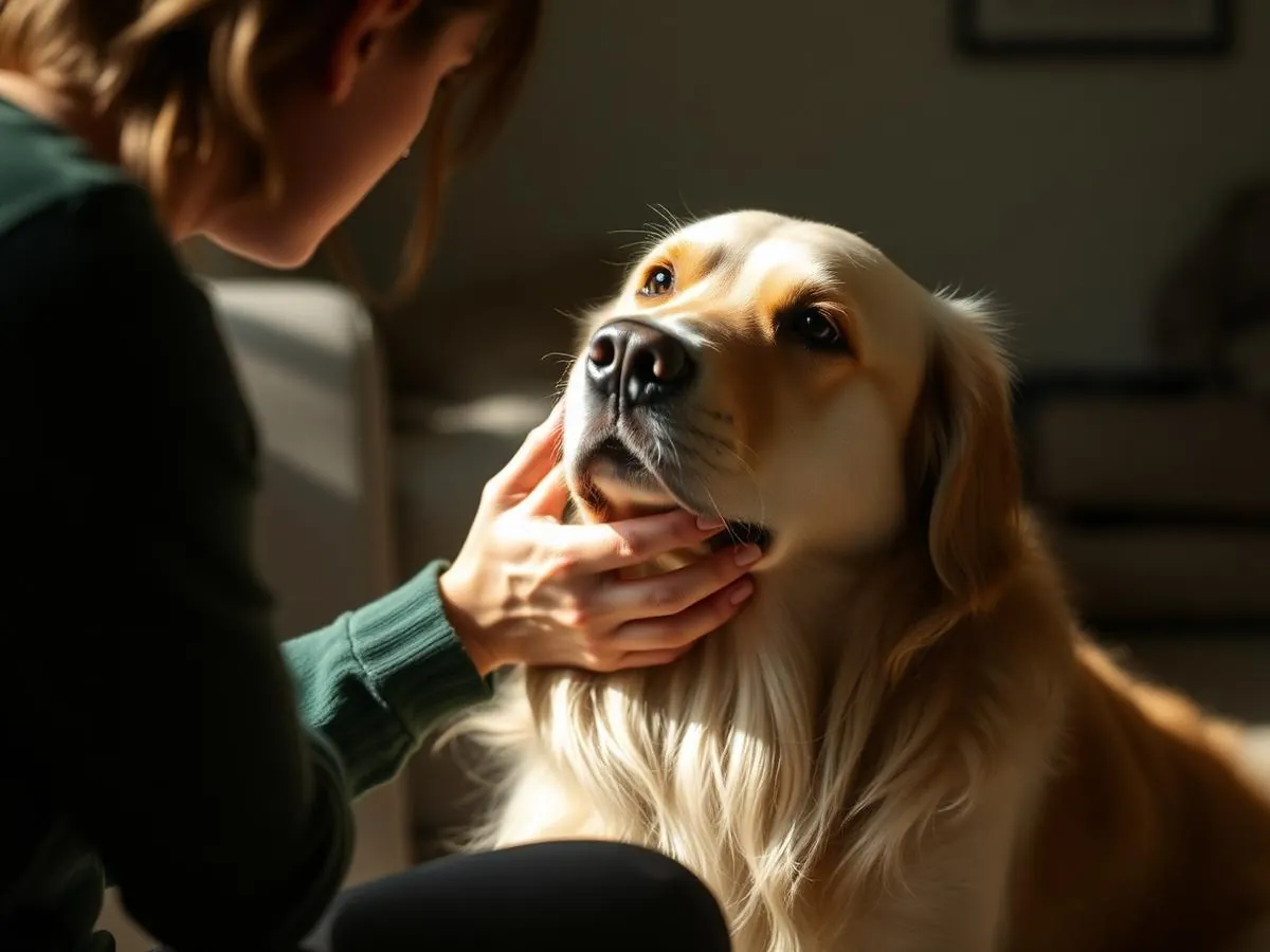 Persona acariciando a su mascota